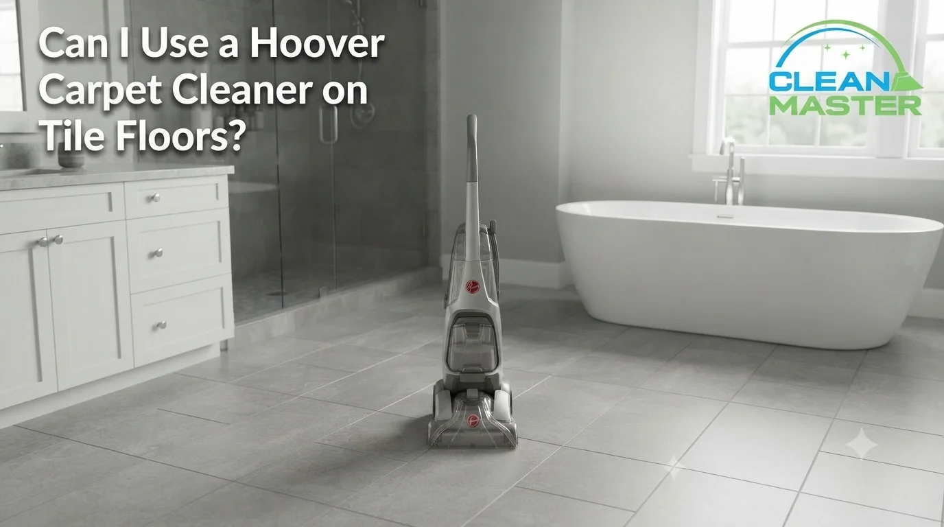 hoover carpet cleaner on a tile floor